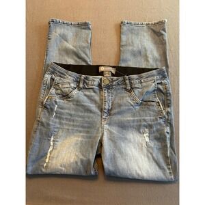 Democracy Womens Size 14 Distressed Denim AB Solution Slimming Jeans